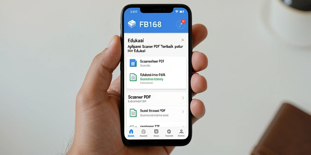 Tampilan utama aplikasi FB168 dengan fitur pemindaian PDF.
