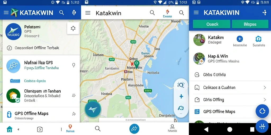 Antarmuka KATAKWIN yang menampilkan peta GPS offline.