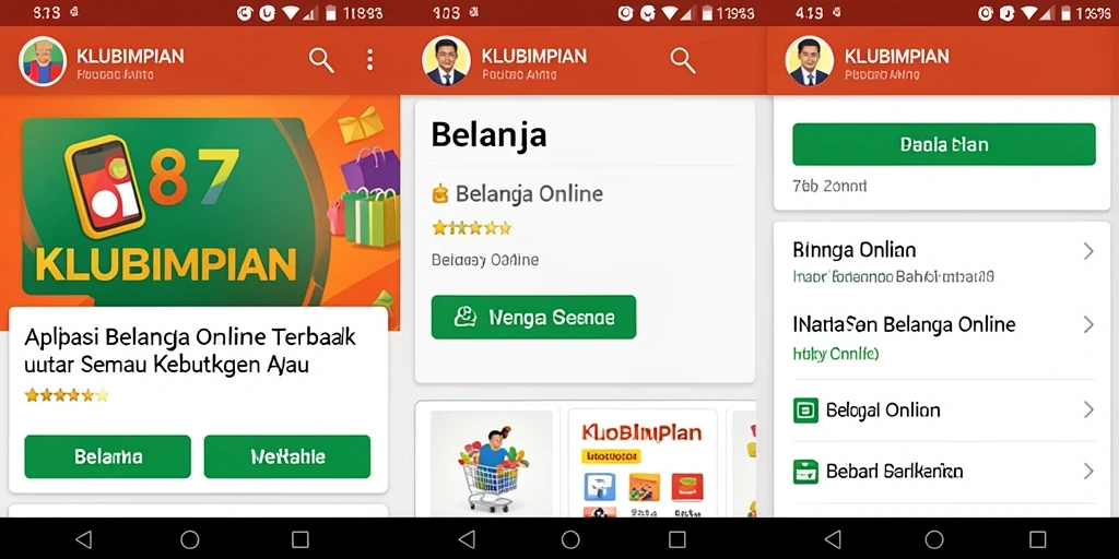 Tampilan antarmuka aplikasi KLUBIMPIAN saat berbelanja online.