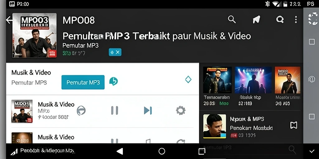 Tampilan antarmuka MPO08 saat memutar lagu favorit.