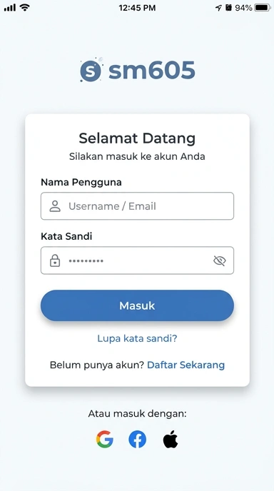 Halaman Masuk Akun sm605 untuk Pengguna Android
